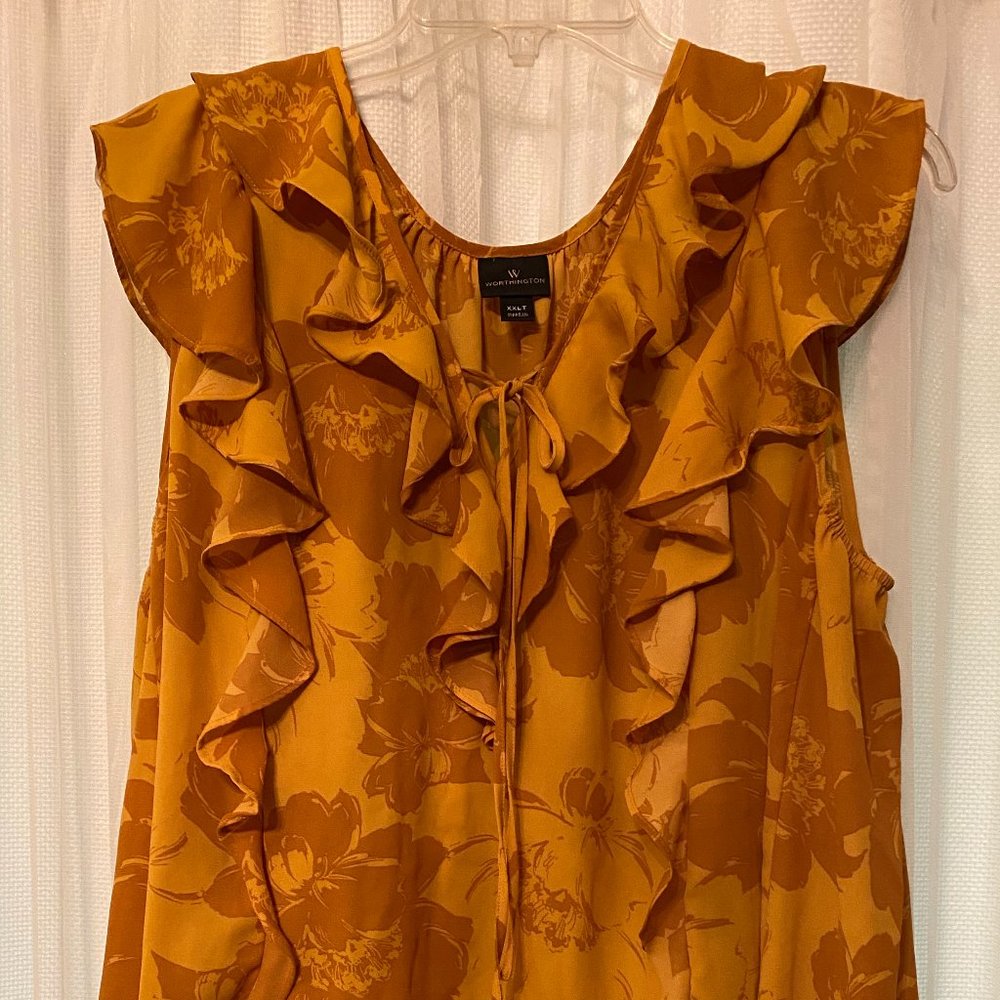 Worthington Flutter Top Sleeveless Blouse